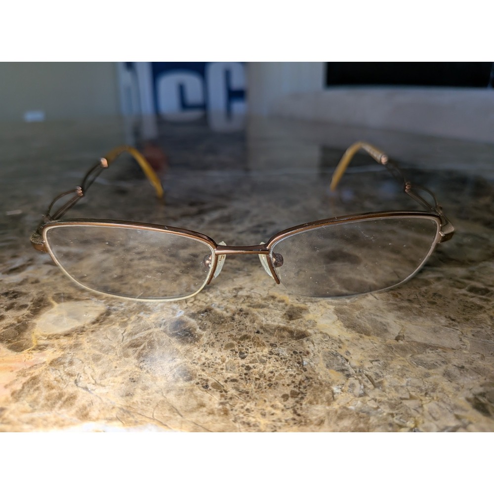 Safilo Eyeglasses Emozioni 4351 0FEG Brown Crystals Half Rim Italy 53 16 135